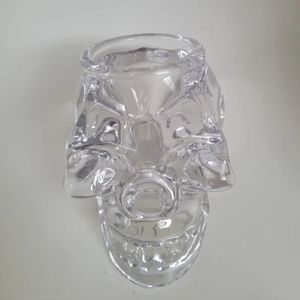 Glass Skull Halloween Candle Holder Thick Heavy Glass Clear-Goth